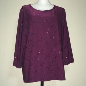 Women’s JM Collection Purple Sequin Top